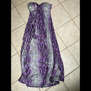 purple snakeskin halter dress- bought at purpleology. Halter straps